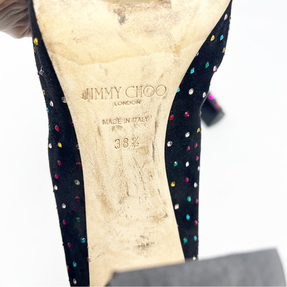 Jimmy Choo Boots Black Suede Bejeweled Sock Boot - Picture 9 of 9